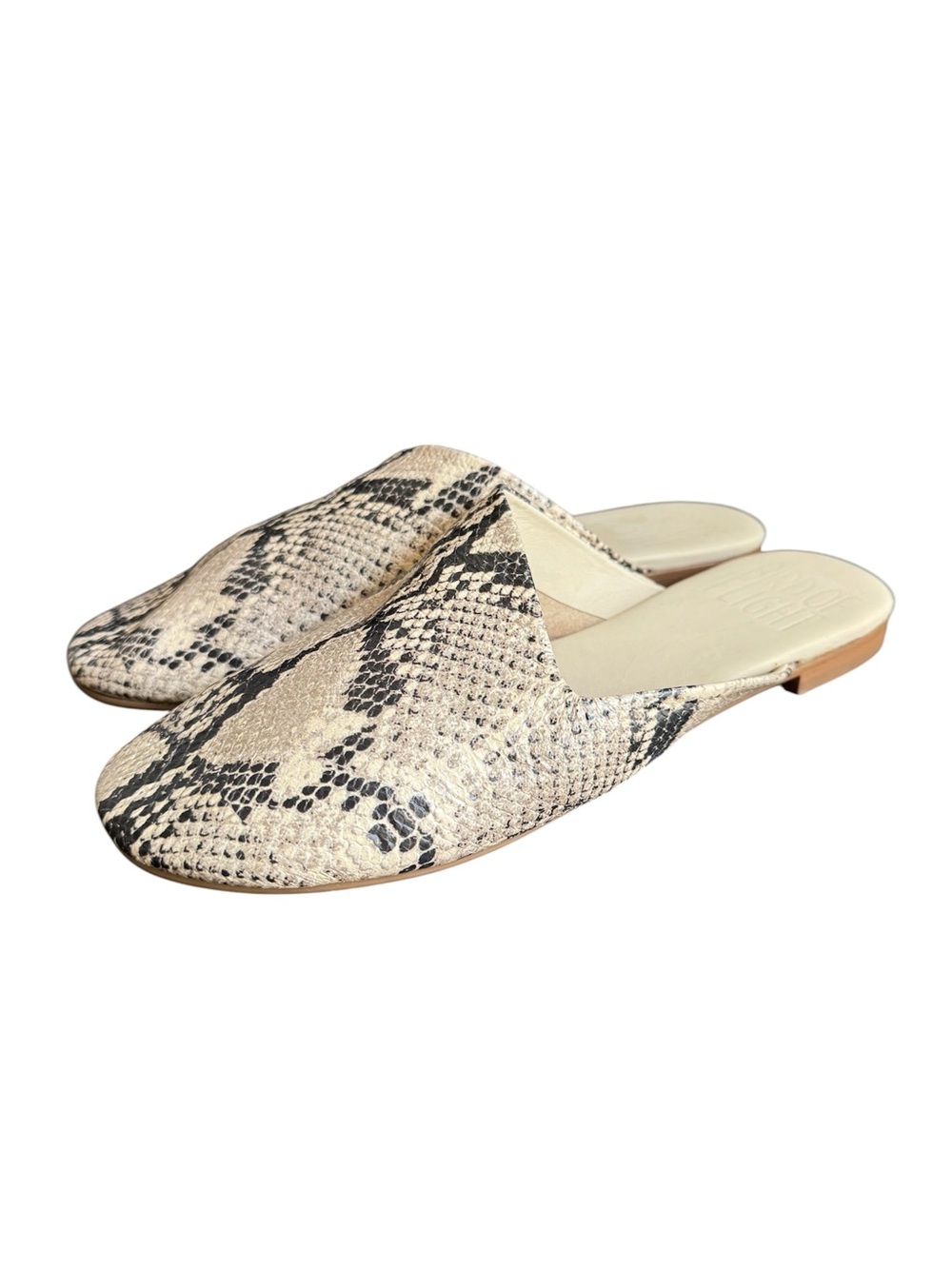Bird Of Flight Slip On Mules Snakeskin Pattern Leather Shoes Free People 10 EUC